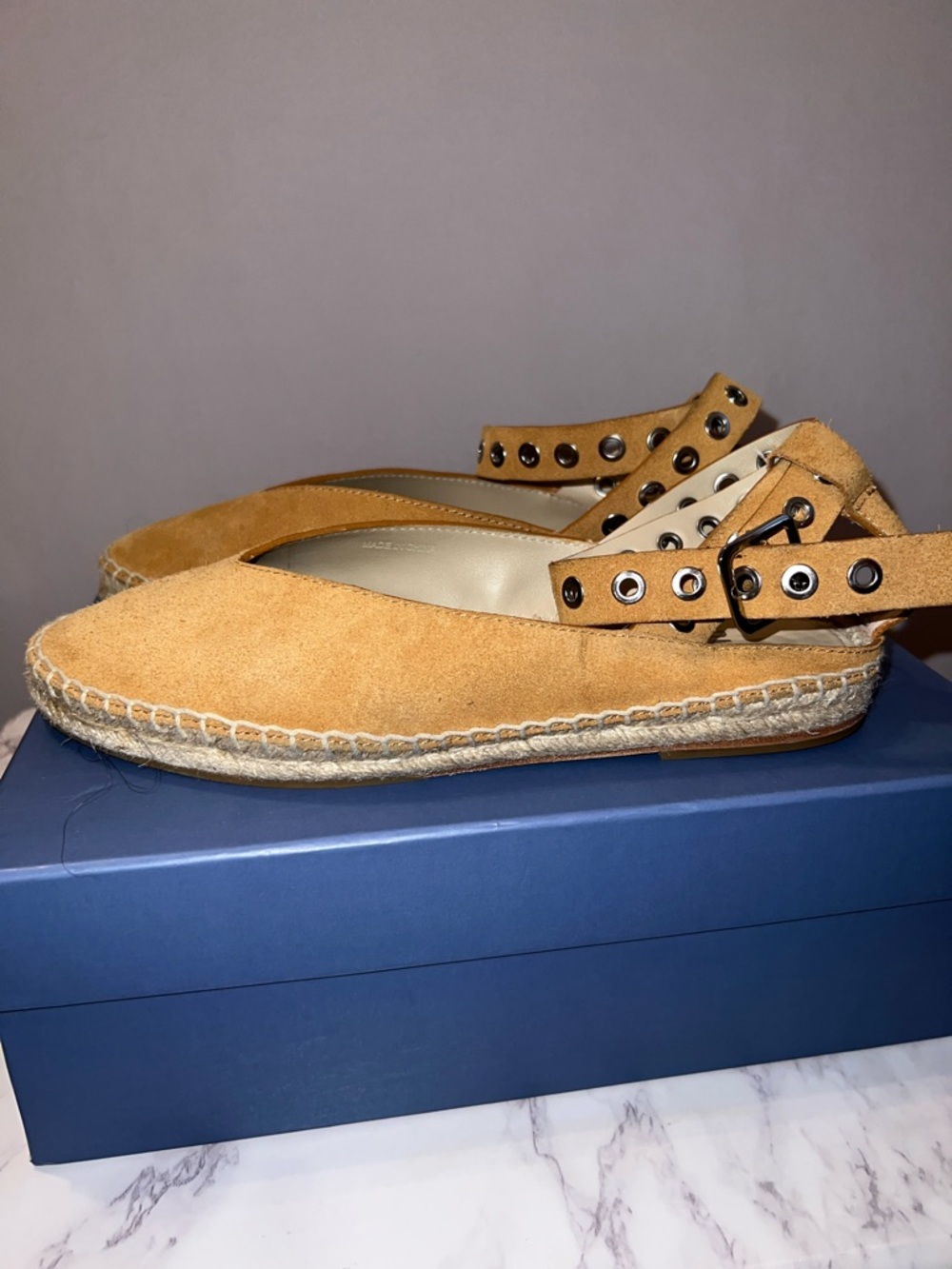 PAIGE Suede Espadrille Flats with Ankle Strap used